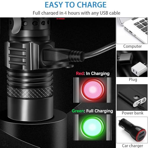Rechargeable Flashlight [2 Pack], Wowlite Tactical Flashlight with Clip - High Lumens, 4 Light Modes, Water Resistant, Zoomable, Pocket-Sized LED Flashlight for Emergency Camping Hiking by wowlite - Image 3