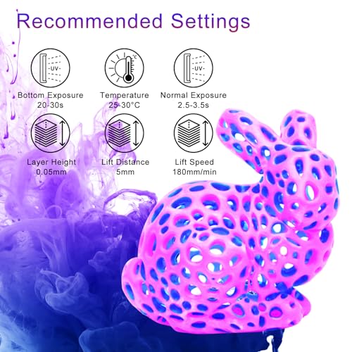 EONO Zweifarbiges Wasserwaschbares 3D Drucker Resin Zweifarbiges Farben Water Washable 3D Druck Resin UV 405nm Rapid Resin für LCD 3D Druck, Lila+Blau 1000g – Bild 5