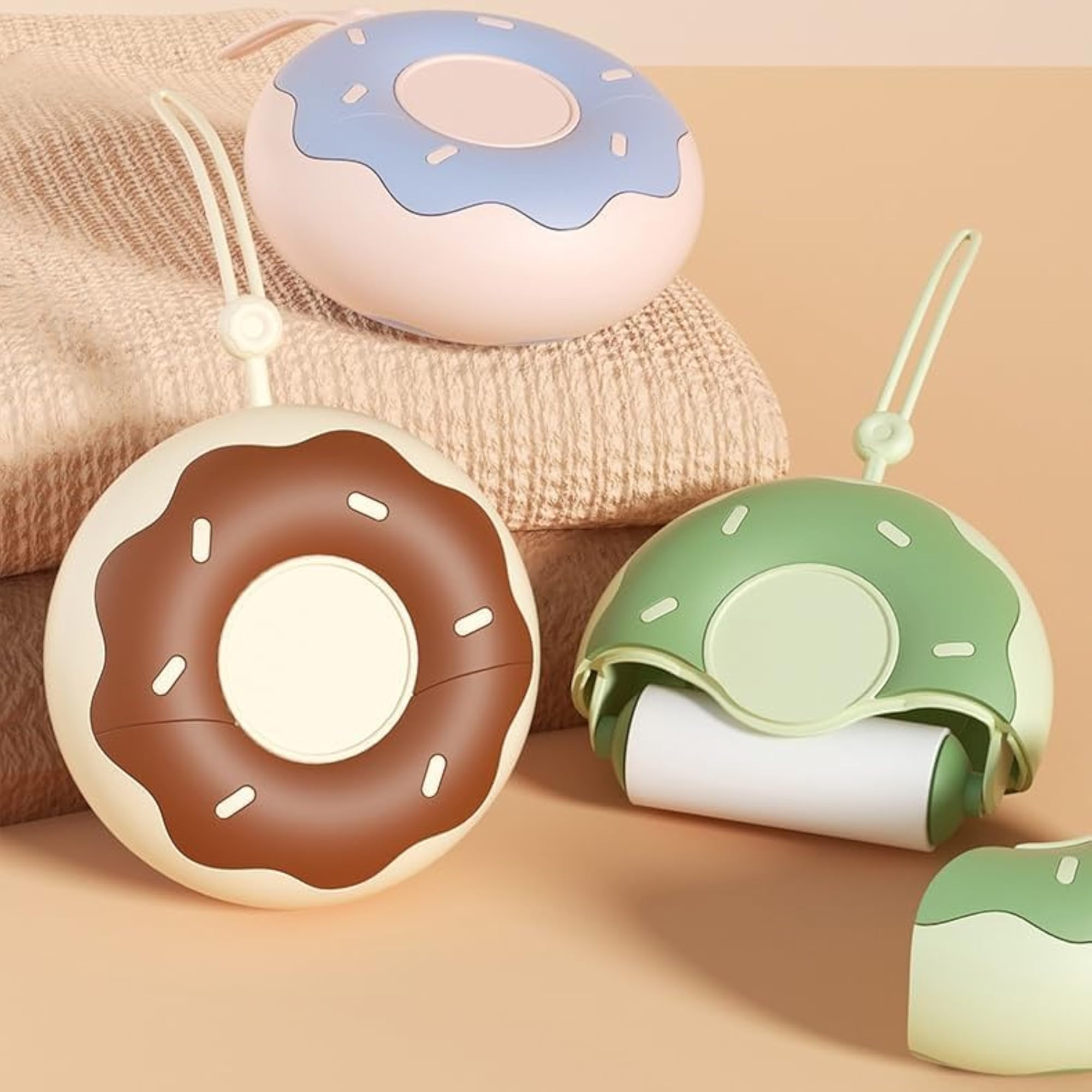 Portable Donut Shape Lint Remover Roller, Reusable Mini Lint Roller