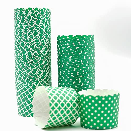 Gemso Paper Baking Cups 60-Pack 6 Oz Greaseproof Baking Cups Cupcake Muffin Cups Disposable Cupcake Wrappers For Birthday Baby Shower And Party Decorations (Green Polka Dot And Green Quadrafoil) #TOP12