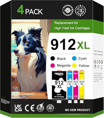 912xl Multipack Patronen Kompatibel mit HP 912 912 XL Druckerpatronen für HP Officejet Pro 8022 Patronen, Officejet Pro 8020 8012 8010 (4er-Pack)