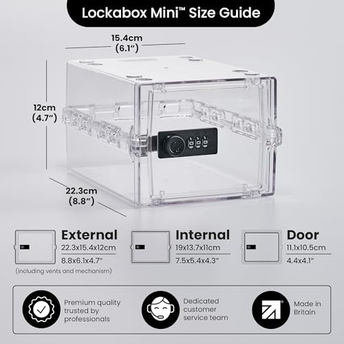 Lockabox Mini™ | 3L Combination Lock Box for Food, Medicine & Home Safety | 8.8 x 6.1 x 4.7 inches | BPA Safe (Crystal)