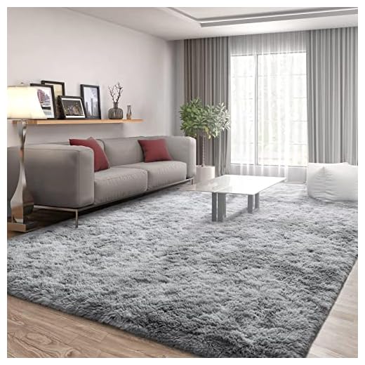 Cinknots Area Rugs Tapis Moelleux Salon Moderne Chambre bébé pépinière dortoir Doux Tapis antidérapant Grand intérieur Moderne Tapis Moelleux Chambre (Grey White, 200 × 250 cm)