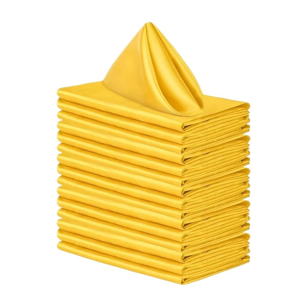 6PCS Satin Napkin Silk Serving Table Decor Napkins Dinner Towel For Wedding Banquet Party Restaurant Decoration(Yellow 6PCS)