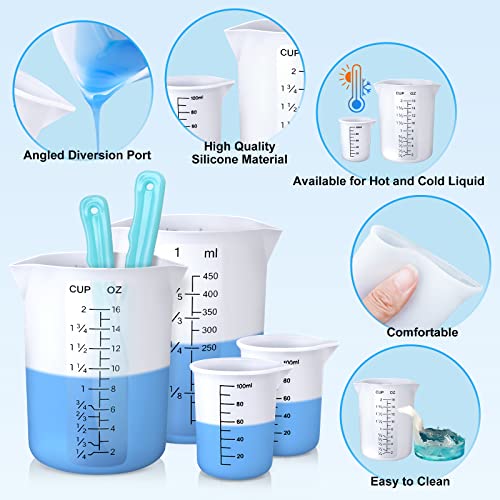 LET'S RESIN Silicone Measuring Cups, 450ml Accurate 2 Scales & 100ml Durable Measuring Cups, Epoxy Mixing Cup,Silicone Stirring Sticks, Easy Clean Resin Supplies for Resin Molds, Glitter Tumbler by LET'S RESIN - Image 4