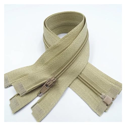 縫製用ファスナー ジッパー 5個 ジッパーオープンエンド 20cm-60cm 衣服縫製プロセスに最適(Khaki,60CM-5PCS)