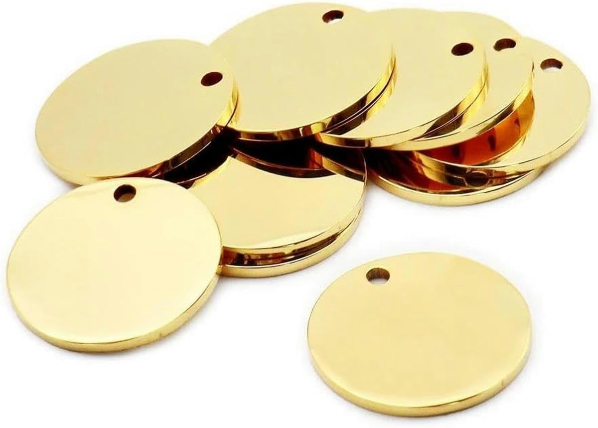 Lot de 20 médailles d'identification rondes en acier inoxydable pour chien, étiquette en métal pour chat et chien, plaque signalétique personnalisée gravée pour animaux de compagnie, pendentifs anti-