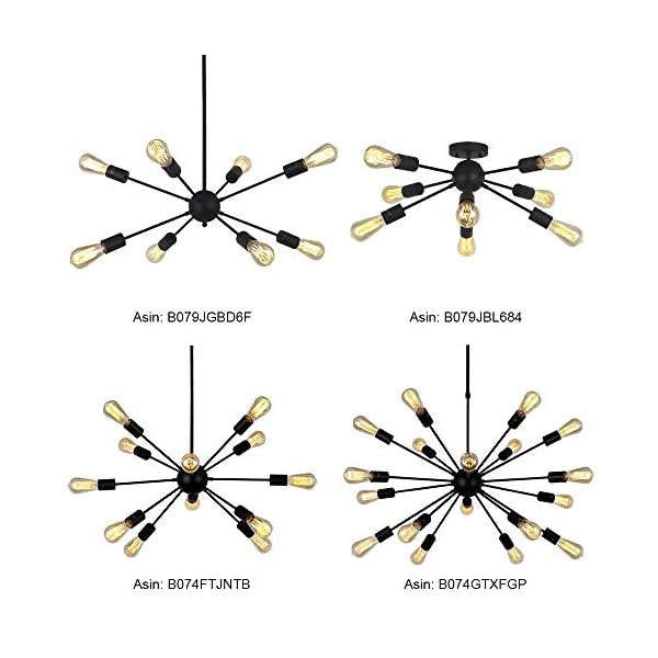VINLUZ Chandelier Lighting Ceiling Light Sputnik Chandelier Pendant Lighting Industrial Lighting 8 Light Sputnik Ceiling Light Flush Mount Ceiling Light - Image 7