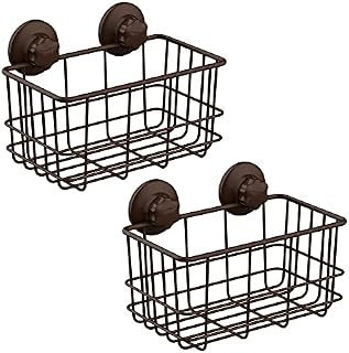 iPEGTOP 2 Pack Suction Cup Deep Shower Caddy Bath Wall Shelf for Large Shampoo Shower Gel Holder Bathroom Storage - Rustproof Stainless Steel, Bronze