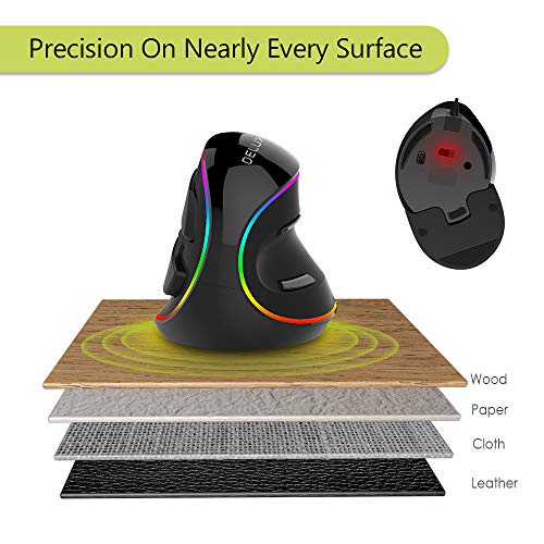 Delux Ergonomic Mouse, Wired Large Rgb Vertical Mouse With 6 Buttons, Removable Wrist Rest, 4000Dpi And On-Board Software Reduce Hand Strain, For Carpal Tunnel(M618Plus Rgb-Black) #TOP7