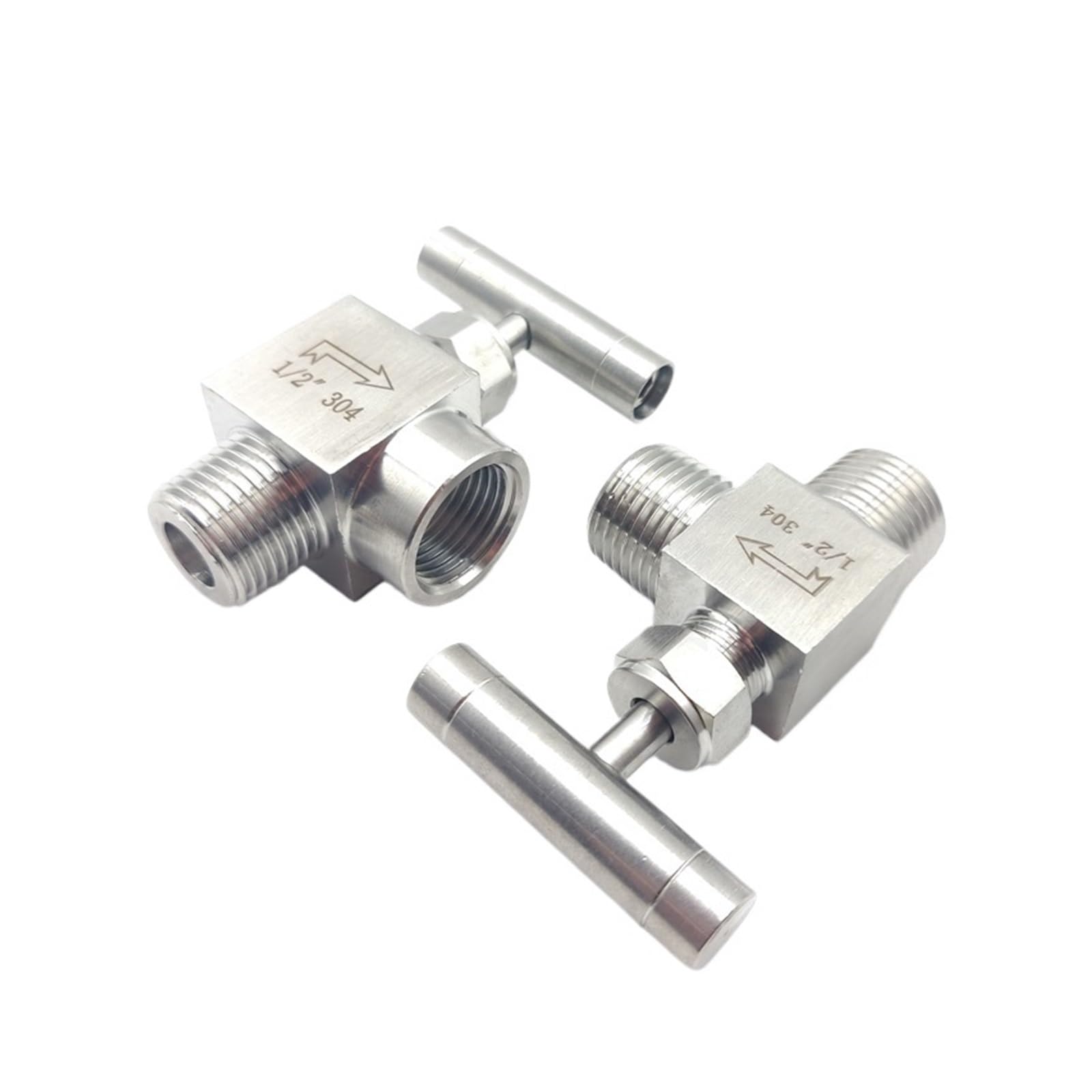 Válvula de Cierre Válvula de Aguja de Acero Inoxidable 304 con Rosca Macho a Hembra de 1/8", 1/4", 3/8" y 1/2" de ángulo Recto(1/8",G_Male Female Thread)