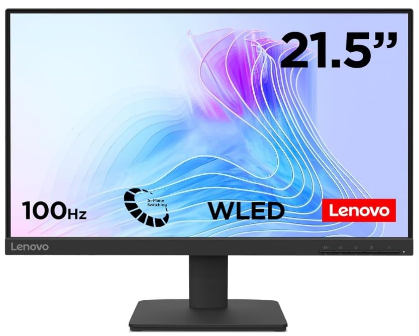 Image of Lenovo ThinkVision S22-4e | 21.5 inch (60.45cm) FHD IPS 100Hz Ultraslim Monitor | 4ms, 99% sRGB, 16.7Mn Colors, 1x HDMI 1.4, 1x VGA,TUV Eye Comfort, Low Blue Light| Tilt | Black
