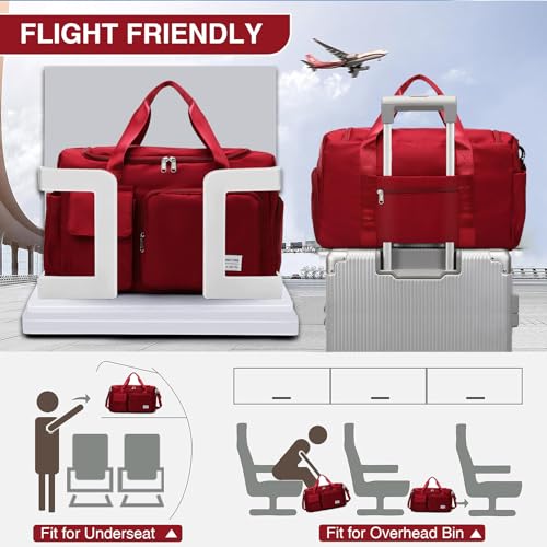 Image of Small Gym Bag for Women, Travel Duffle Bag Carry On Weekender Bag with Shoe Compartment, 06#Red, Gym Bag & Toiletry Bag, Gym Bag&toiletry Bag