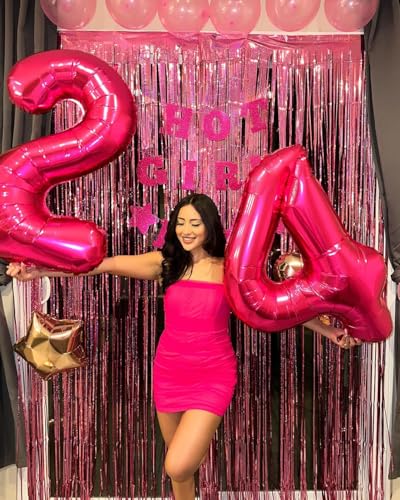 Image of Hot Pink Number 4 Balloon 40 Inch, 4th Birthday Party Decorations, Giant 4 Foil Balloon for Party Supplies