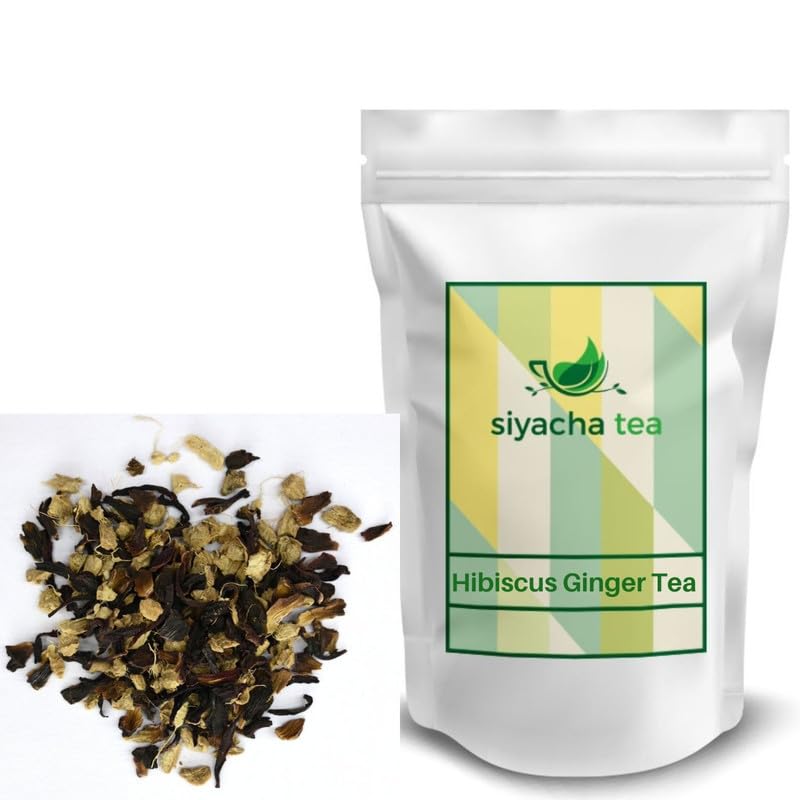 Image of Siyacha Tea Hibiscus Ginger Tea, 100g Pouch, Herbal Chai Patti, Premium Loose Leaf Spice Blend, Caffeine Free Tisane, Immunity Booster Chai, For Glowing Skin, Stress Relief, Calming Tea,