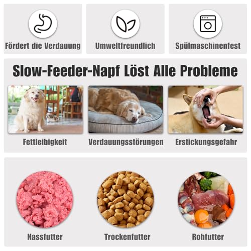 TOKAYIFE Antischlingnapf Hunde Klein, 16.3cm Anti Schling Napf Hundenapf Futternapf für Katzen und Kleine Hunde (S, Grau)