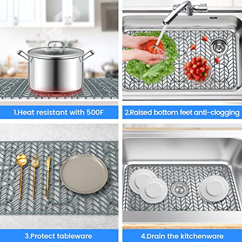 Spollses 28.2"X15" Silicone Sink Mat, Sink Protectors For Any Sink Drain Kitchen Sink Grid Accessory, Sink Mats For Bottom Of Kitchen Farmhouse Stainless Steel/Porcelain Sink #TOP5