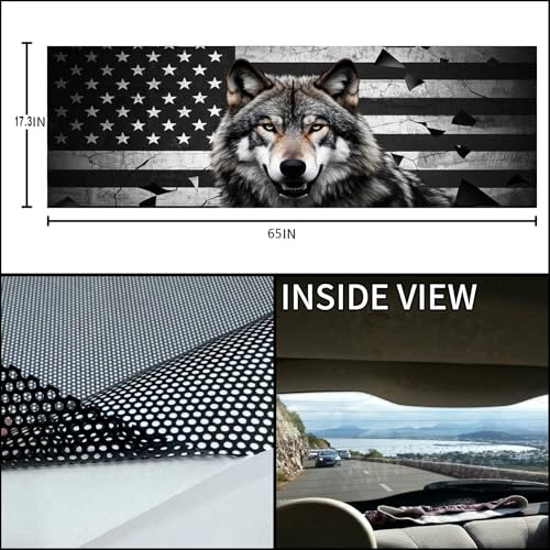 Image of Rear Window Decals for Trucks - 65x17.3 in Back Window American Flag Decals Fit Most Pickup Trucks SUV, Vinyl Back Window Decal Truck Rear Window Graphics for Personalized