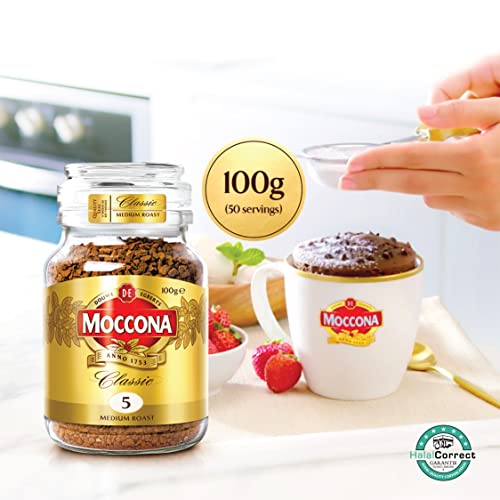 Image of Moccona Classic Medium Roast Instant Coffee 100g | Imported Coffee | Premium Arabica & Robusta Blend | Freeze-Dried | Bold & Strong Flavor (Pack of 3)