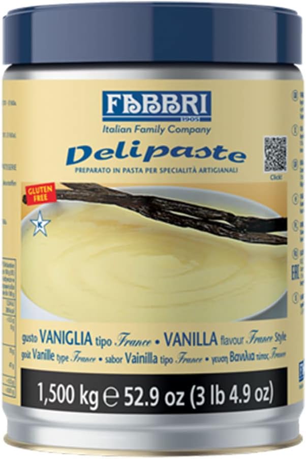Delipaste Vanilla France, Flavoring Compound for Gelato, Ice Cream, Soft Serve, Pastry and Confectionary - 1 Tin of 3.3 lb