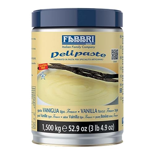 Fabbri Delipaste Vanilla France, Compuesto aromatizante para gelato, helado, servicio suave, pastelería y confitería - 1 lata de 3.3 lb