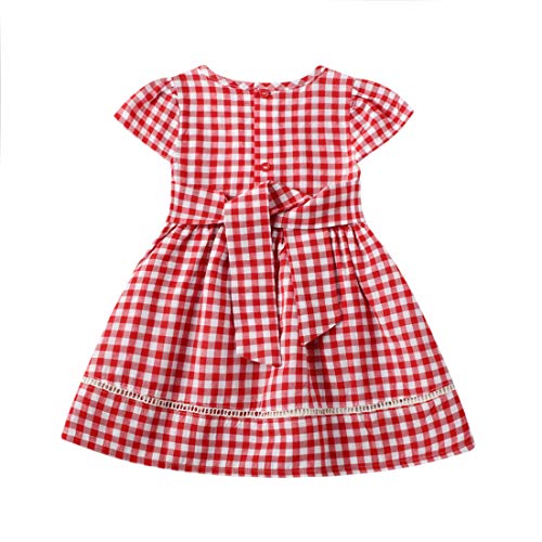 Image of HILEELANG Toddler Little Girl Summer Dress Sleeveless Cotton Casual Flower Shirt Playwear Jumper Skirt Sundress
