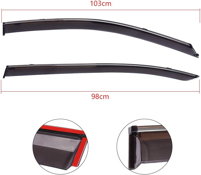 SCITOO Outside Mount Window Visor Deflector Rain Guard Dark Smoke, 4 Pcs Set Fit for 2013-2017 for Honda for Accord