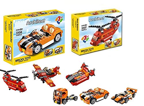 Image of FunBlast Architect Series 3 in 1 - Sports Car, Racing F1 Car, Truck Toy Block DIY Building Block Educational Toys for Kids - 119+145 Brick Block Pcs