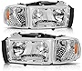 AUTOSAVER88 Headlight Assembly Compatible with 1994-2001 Dodge Ram 1500/1994-2002 Dodge Ram Pickup 2500 3500 Chrome Housing Amber Reflector with Corner Lights