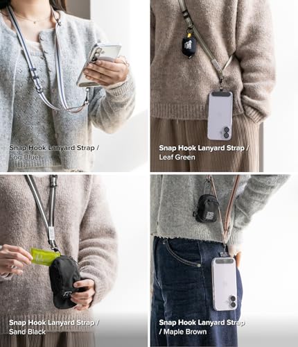 Image of Ringke Holder Link Snap Hook Lanyard [Crossbody Strap + Tether Tab] Adjustable Anti-Theft Shoulder Neck Strap with Durable Nylon Weave Patch for Universal Phone Cases - Maple Brown