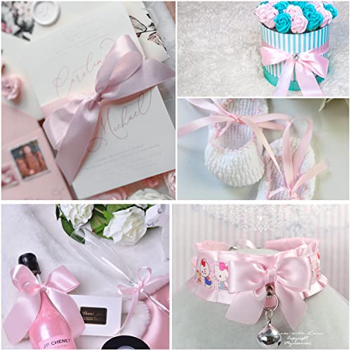 Blush Pink Ribbon 40mm, 23 Meters Satin Fabric Present Ribbon for Crafting Gift Wrapping, Balloons, Floral Bouquet - Image 2