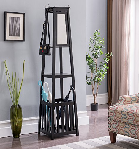 Kings Brand Furniture - Entryway Hall Tree Coat Rack Stand with Storage Shelf