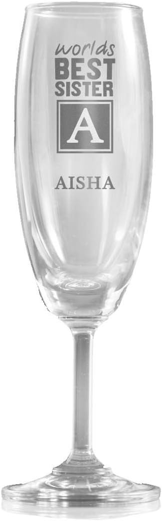 Set of 2 Customized Champagne Flutes/Glasses - Gift for Sister