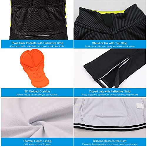 CHHELIHL Ensemble de vêtements de Cyclisme en Polaire Thermique pour Hommes, Manches Longues, Coupe-Vent, Manteau en Jersey, Veste avec Pantalon rembourré 3D, Hiver (S) – vue 5