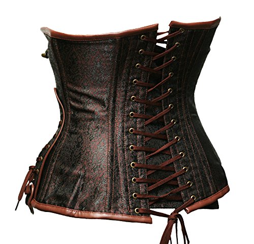 Bslingerie® Gothic Punk Heavy Duty Brown Faux Leather Steel Boned Underbust Corset (Xl, Brown) #TOP2