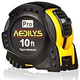 Tape Measure, Professional 3M/10 FT Inch/Metric Tape Measure, Double Lock Measuring Tape Retractable With Shock Absorbing Rubber Housing