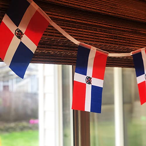 Image of Anley Dominican Republic String Flag Pennant Flags, Patriotic Events 27th of February Independence Day Decoration Sports Bars - 33 Feet 38 Flags