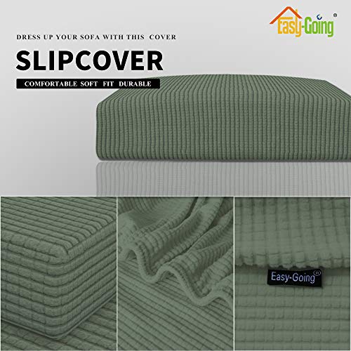 Image of Easy-Going Stretch 1 Piece Loveseat Couch Cushion Cover for Sofa | Sofa Cushion Furniture Protector Sofa Seat sofa slipcover Washable sofa cover soft with Elastic Bottom Greyish Green