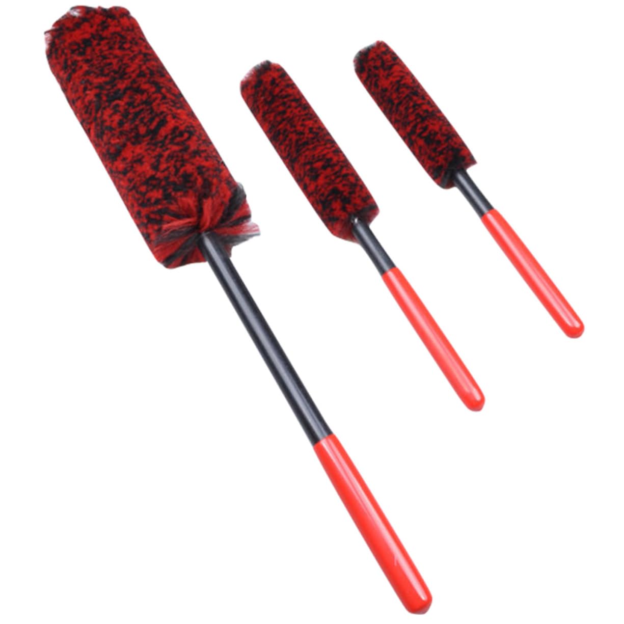 UKCOCO Set di 3 Spazzole per Cerchi e Pneumatici Auto in Fibra Pom | Set da 3 Pezzi, Setole Dense e Leggere, Facile da Riporre, per Pneumatici e Manutenzione Quotidiana