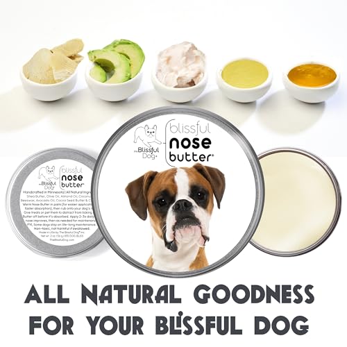 Image of The Blissful Dog Fawn Boxer Nose Butter for Dry, Cracked Skin, Lick-Safe Dog Nose Balm with Moisturizing Shea Butter, Almond, Olive, and Essential Oils, Pet Supplies, Uncented, 2 oz.