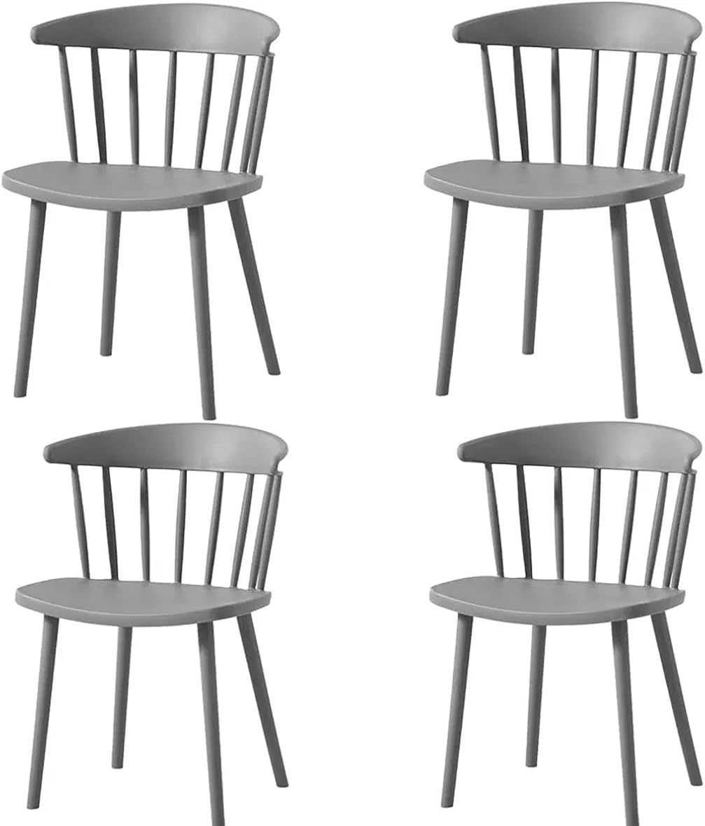 Dream Furnishing - Set of 4 Modern Plastic Dinning Chairs, Curved Back Chair for Home Living Kitchen Room Restaurant Cafe Office (Grey)-image-19