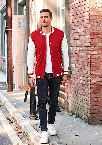 Coofandy Mens Fashion Varsity Jacket Causal Slim Fit Cotton Letterman Baseball Bomber Jackets #TOP2