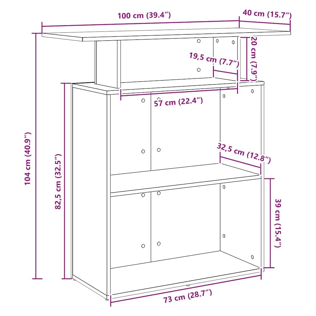 vidaXL Mostrador recepción Sonoma Gris 100x40x104cm Madera ingeniería, mostrador de recepción, mostrador de recepción de Oficina, mostrador de Caja
