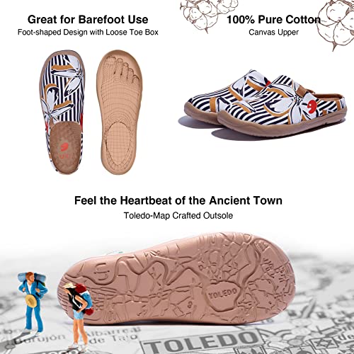 Image of UIN Slipper Woman Travel Art Painted Shoes Wide Toe Casual Home Slip On Mules Malaga
