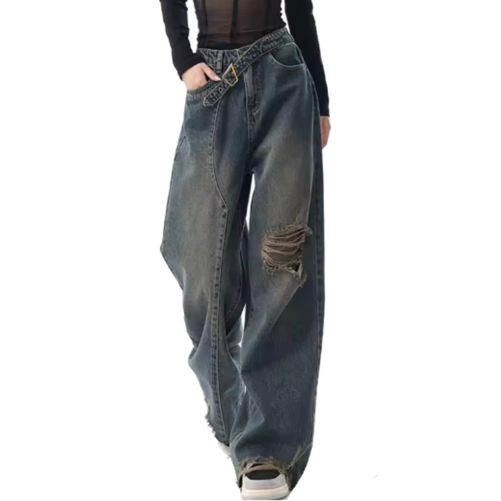 Herren Ripped Jeans Lässige Mode Locker sitzende Denim-Hosen