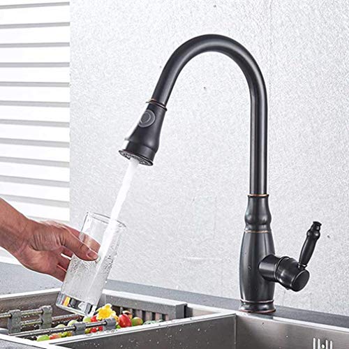 Robinet extractible noir au design rétro avec bec orientable haut de gamme