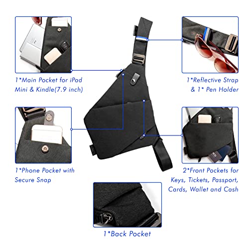 Niid Sling Shoulder Bag Anti-Theft Lightweight Crossbody Chest Daypack Backpack For Men Casual Travel Hiking, Fino Neo Dark Grey #TOP2