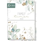 Family-Timer 2024 A5 [Blattgold] Der Familien-Kalender! 12 Monate: Januar bis Dezember 24 | Familien-Planer für bis zu 4 Personen + hilfreiche Features & Gummiband | nachhaltig & klimaneutral