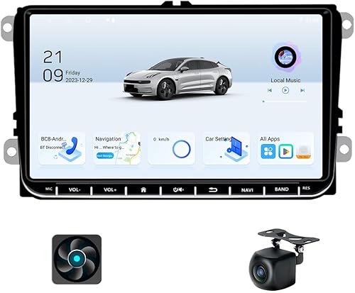 Estéreo de coche Android para VW Passat Jetta Golf Skoda Tiguan EOS Polo Touran Seat 9 pulgadas doble DIN navegación GPS con cámara de respaldo 2+32
