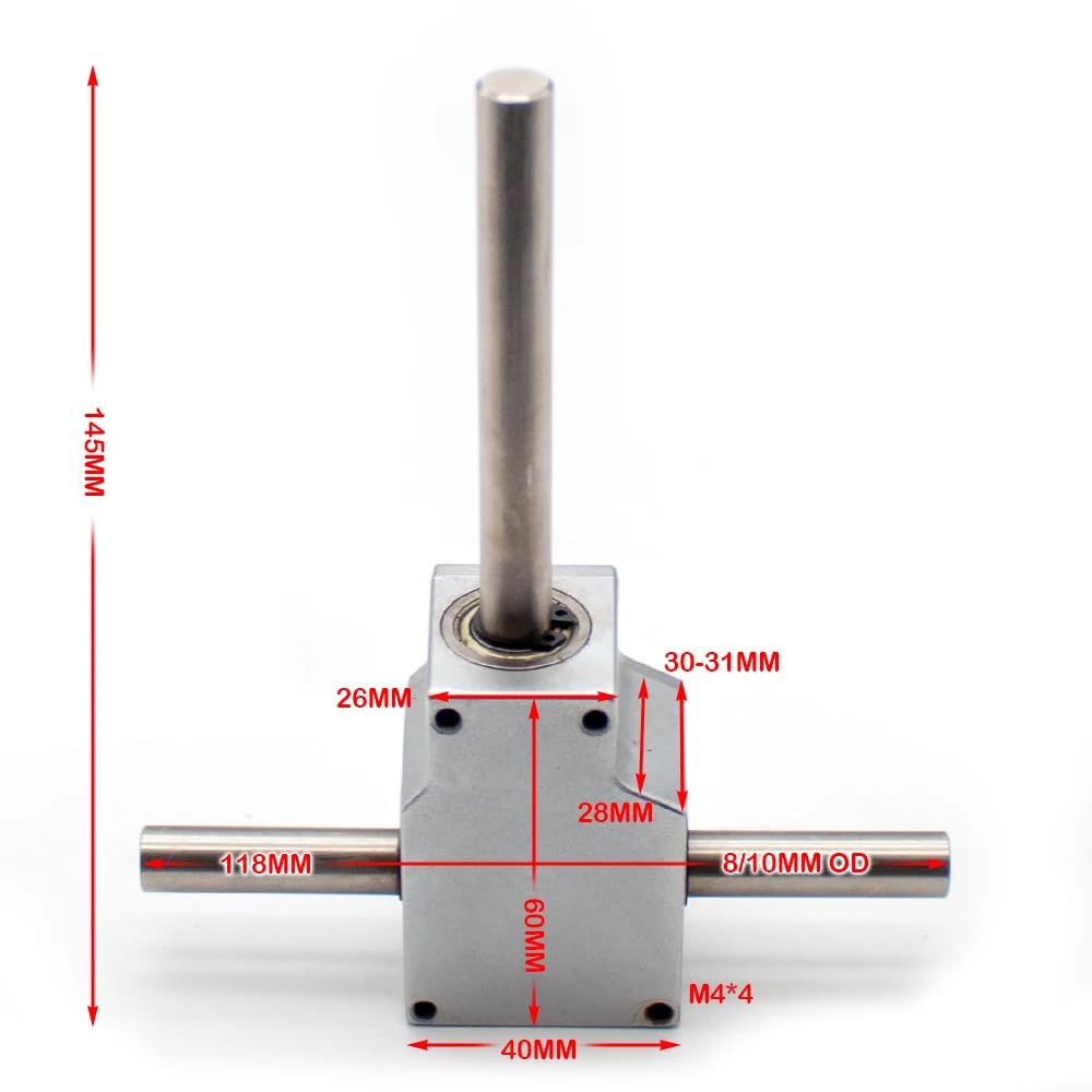 iDili 90 Degree 1:1 Reversing Angle Device Spiral Bevel Gearbox Reducer Assembly Small Reducer Dual-Shaft (10MM Shaft)